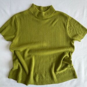 Norton McNaughton Y2K short-sleeve, ribbed, Mock Turtleneck Top Size Large